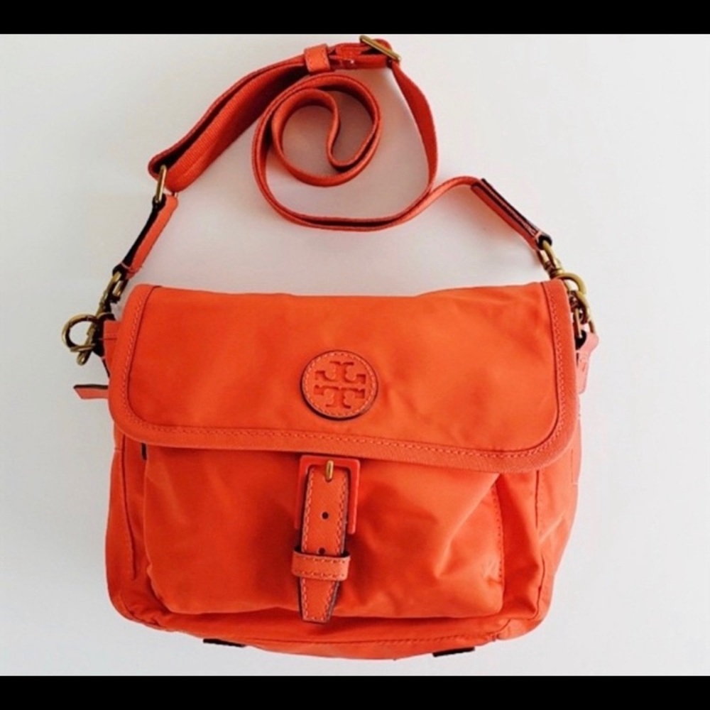 Tory Burch orange nylon scout crossbody